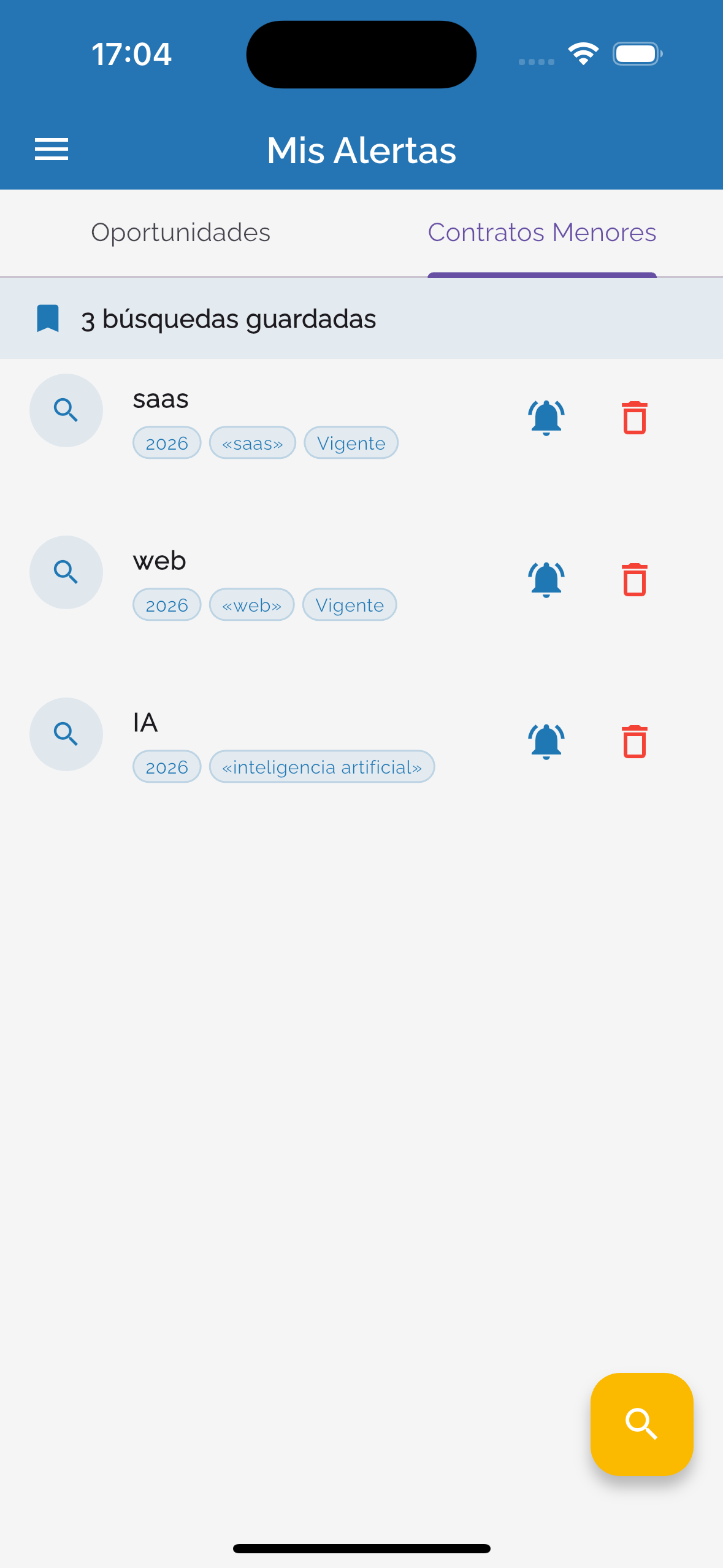 Búsquedas guardadas y alertas