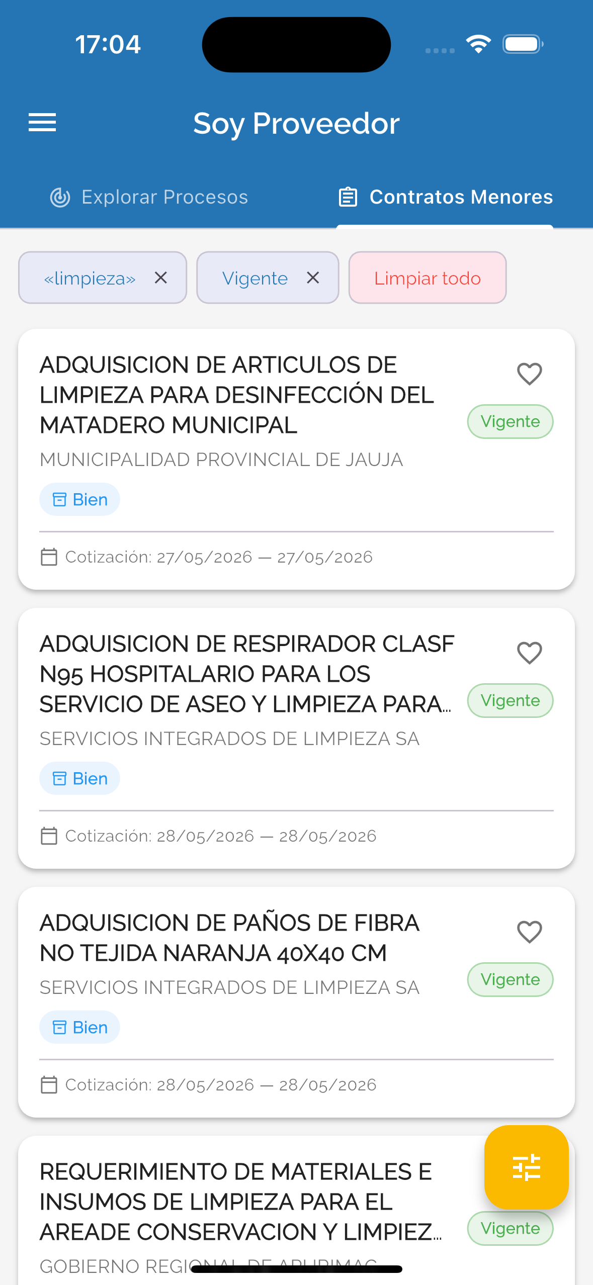 Lista de contratos menores a 8 UIT