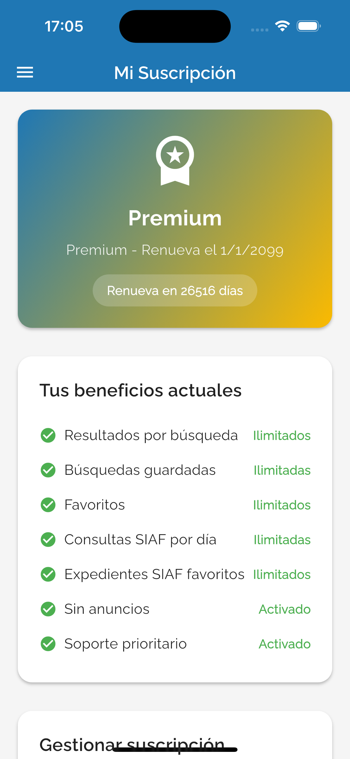 Mi suscripción activa