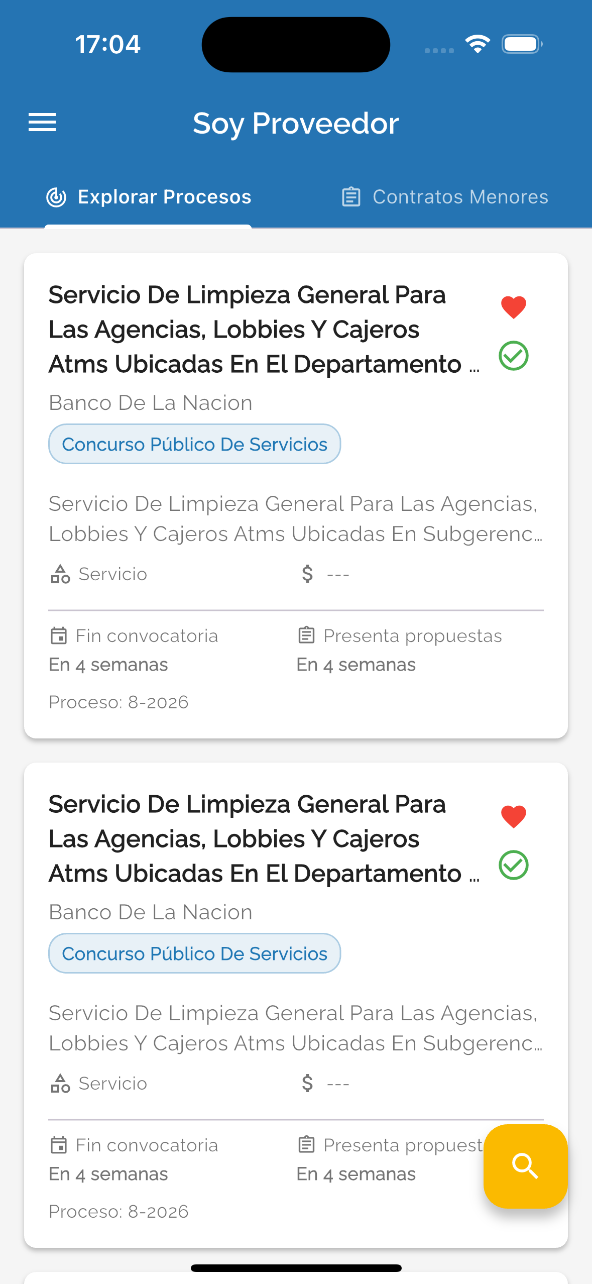 Lista de oportunidades SEACE