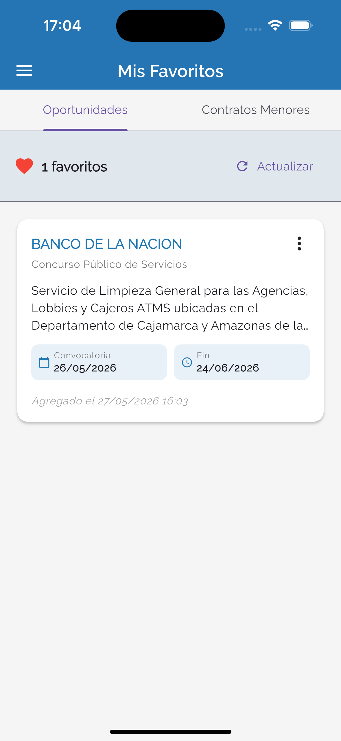 Procesos favoritos guardados